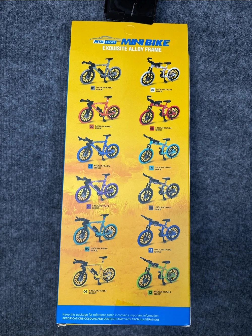 Diecast 1:60 Metal Mini Mountain Bike Toy Set 3 Pcs Orange Blue Purple Bicycles